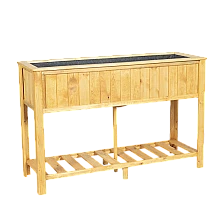 Raised wooden planter with shelf 2 - 120x50x86 cm