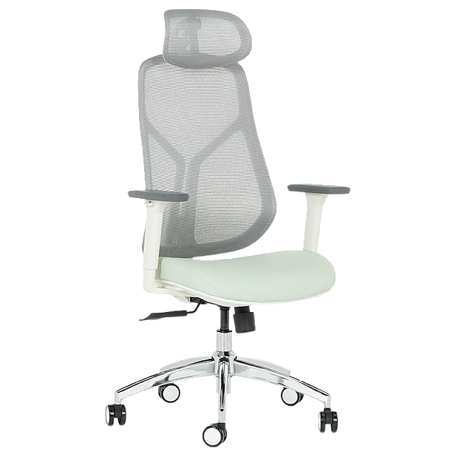 Ergonomic chair Carmen 7901 W eco-leather - gray-light green