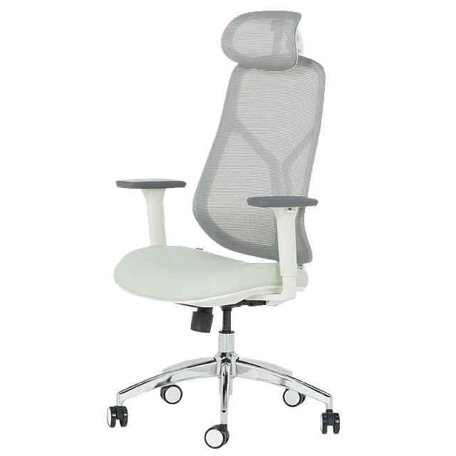Ergonomic chair Carmen 7901 W eco-leather - gray-light green