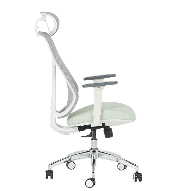 Ergonomic chair Carmen 7901 W eco-leather - gray-light green