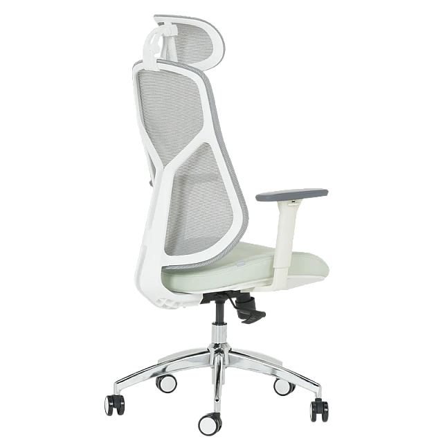 Ergonomic chair Carmen 7901 W eco-leather - gray-light green