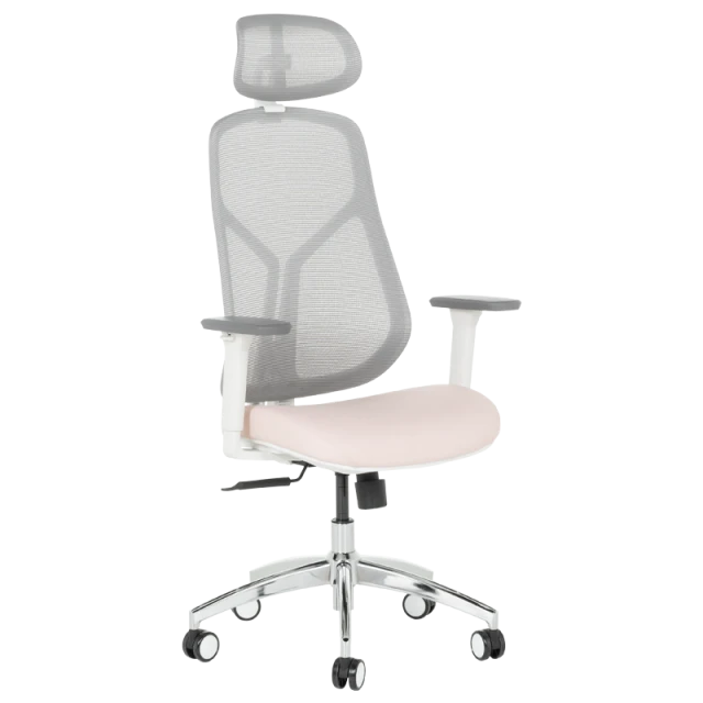 Ergonomic chair Carmen 7901 W eco-leather - gray-pink
