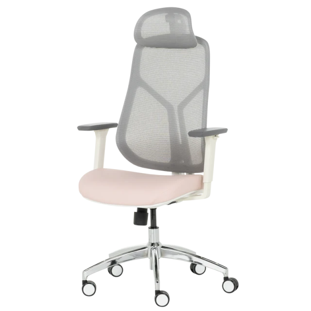 Ergonomic chair Carmen 7901 W eco-leather - gray-pink