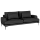 Leather sofa - three GRASTEN LUX - black