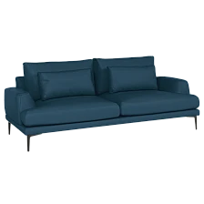 Leather sofa - three GRASTEN LUX - blue
