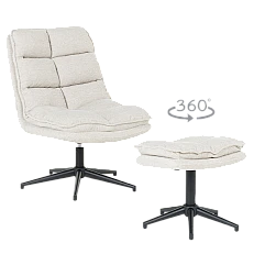 Armchair with stool JANET - cream