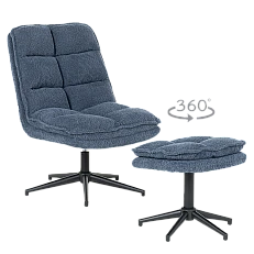Armchair with stool JANET - blue