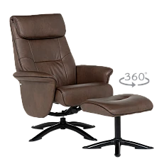 Armchair with stool EMA - brown