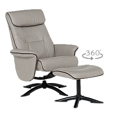 Armchair with stool EMA - light gray