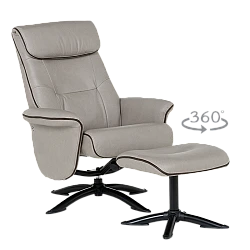 Armchair with stool EMA - light gray