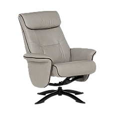 Armchair with stool EMA - light gray