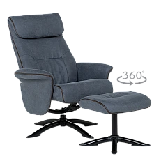 Armchair with stool EMA - blue