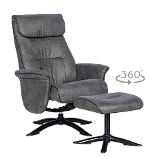 Armchair with stool EMA - gray