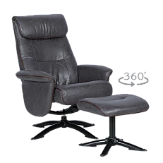 Armchair with stool EMA - dark gray