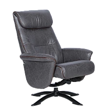 Armchair with stool EMA - dark gray