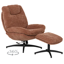 Armchair with stool PORTO - ocher