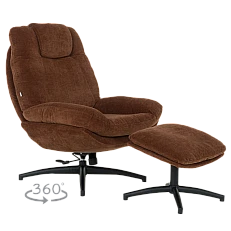 Armchair with stool PORTO - brown