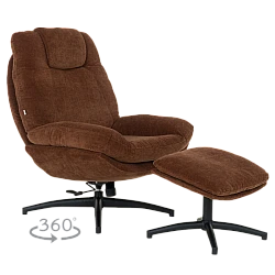 Armchair with stool PORTO - brown