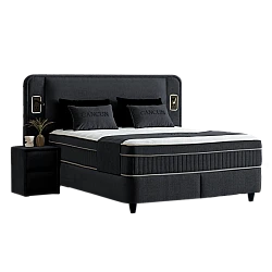 Upholstered bedroom with mattress CANCUN 180 x 200 - black