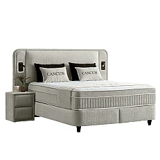 Upholstered bedroom with mattress CANCUN 180 x 200 - beige 07