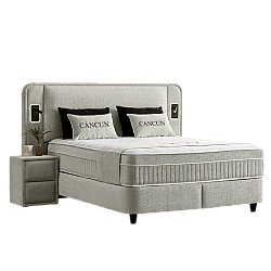 Upholstered bedroom with mattress CANCUN 180 x 200 - beige 07