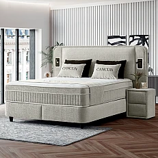Upholstered bedroom with mattress CANCUN 180 x 200 - beige 07