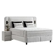 Upholstered bedroom with mattress CANCUN 180 x 200 - white 01