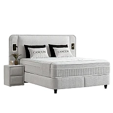 Upholstered bedroom with mattress CANCUN 180 x 200 - white 01