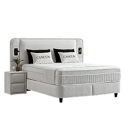 Upholstered bedroom with mattress CANCUN 180 x 200 - white 01