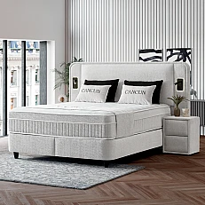 Upholstered bedroom with mattress CANCUN 180 x 200 - white 01