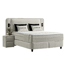 Upholstered bedroom with mattress CANCUN 180 x 200 - latte 06