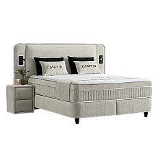 Upholstered bedroom with mattress CANCUN 180 x 200 - latte 06