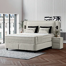 Upholstered bedroom with mattress CANCUN 180 x 200 - latte 06