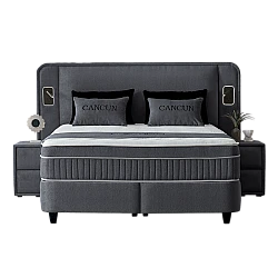 Upholstered bedroom with mattress CANCUN 160 x 200 - gray 18