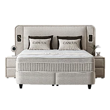 Upholstered bedroom with mattress CANCUN 160 x 200 - beige 04