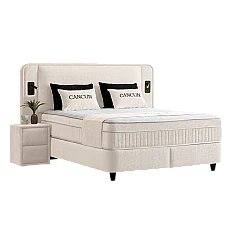 Upholstered bedroom with mattress CANCUN 160 x 200 - latte 06