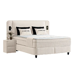 Upholstered bedroom with mattress CANCUN 160 x 200 - latte 06