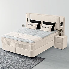 Upholstered bedroom with mattress CANCUN 160 x 200 - latte 06