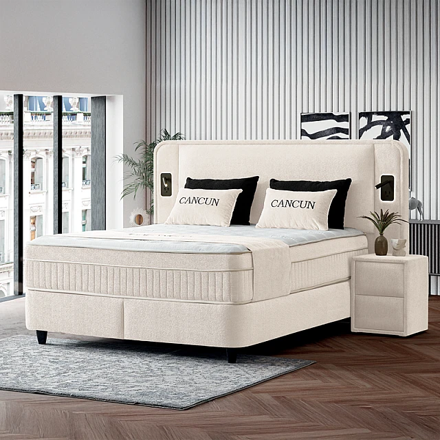 Υπνοδωμάτιο με ταπετσαρία και στρώμα CANCUN 160 x 200 - latte 06