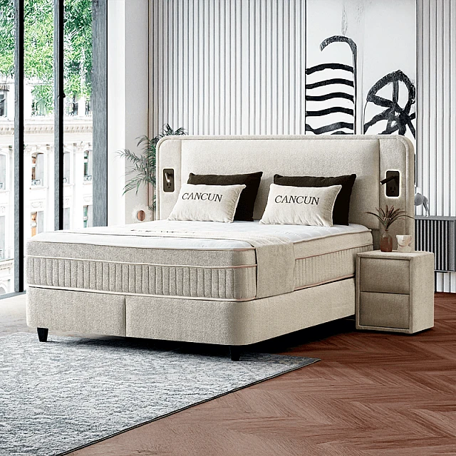 Υπνοδωμάτιο με ταπετσαρία και στρώμα CANCUN 160 x 200 - κρεμ 01