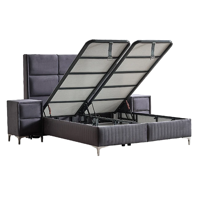 Upholstered bedroom with mattress BELLA 160 x 200 - graphite 29
