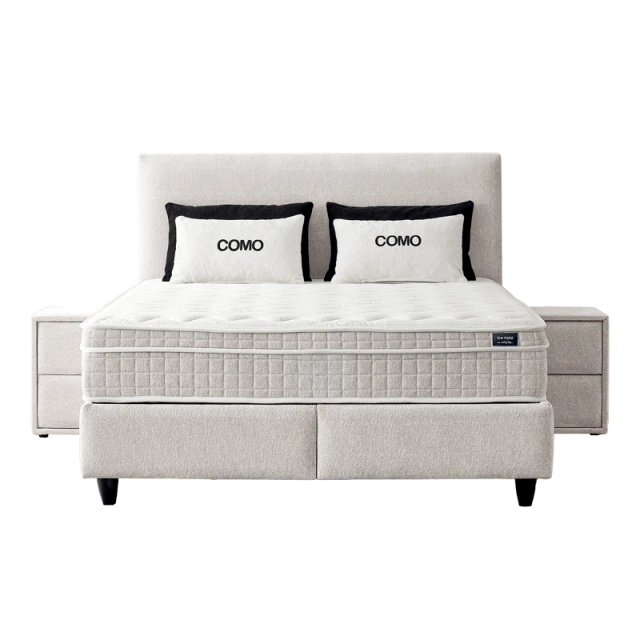 Upholstered bedroom with mattress COMO 160 x 200 - cream AN