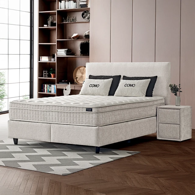 Upholstered bedroom with mattress COMO 160 x 200 - cream AN