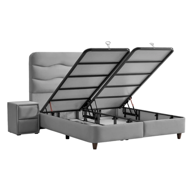 Тапицирана спалня с матрак WAVE 160 x 200 - светлосив 25