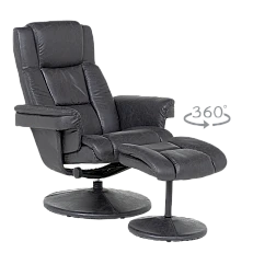 Armchair with stool JACKY - dark gray