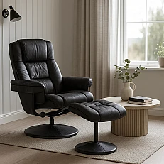 Armchair with stool JACKY - dark gray