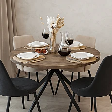 Dining table LUDVIKA - walnut / black