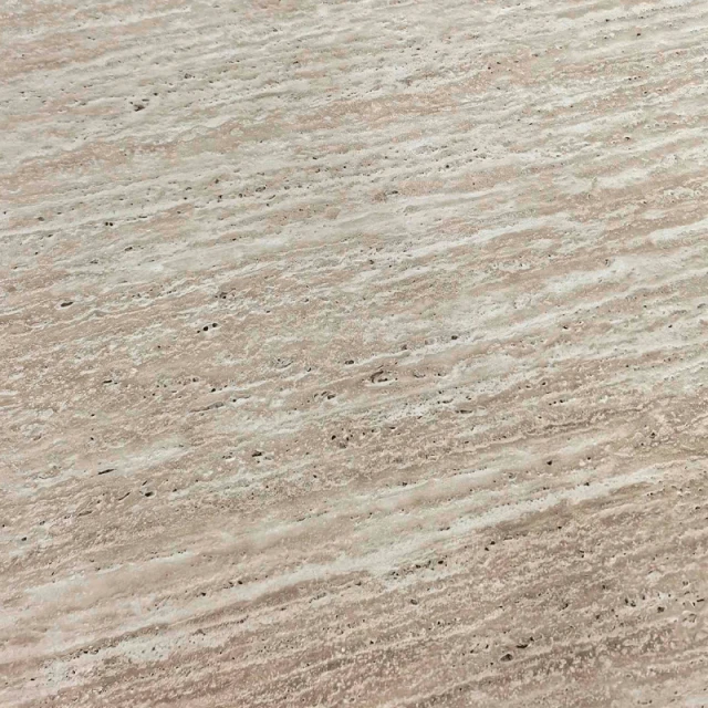 Dining table LUDVIKA - travertine / black