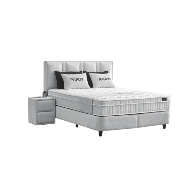 Upholstered bedroom with mattress PAROS 180 x 200 - silver AN