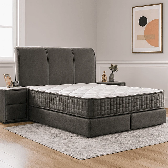 Тапицирана спалня с матрак LINDA 120 х 200 - сив 13